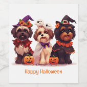 Happy Halloween Shih Tzu Dogs Weinetikett (Einzelnes Label)