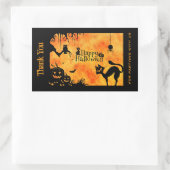 Happy Halloween Silhouette Black Cat Danke Rechteckiger Aufkleber (Tasche)
