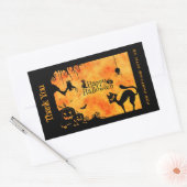 Happy Halloween Silhouette Black Cat Danke Rechteckiger Aufkleber (Umschlag)