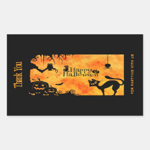 Happy Halloween Silhouette Black Cat Danke Rechteckiger Aufkleber