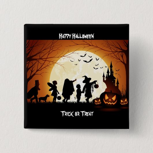 Happy Halloween Silhouette Children Button (Vorderseite)