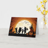 Happy Halloween Silhouette Children Karte (Gelbe Blume)