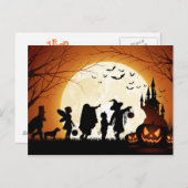 Happy Halloween Silhouette Children Postkarte (Vorne/Hinten)