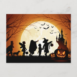Happy Halloween Silhouette Children Postkarte