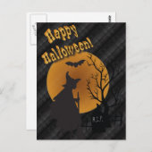Happy Halloween Silhouette Hexe Postkarte (Vorne/Hinten)
