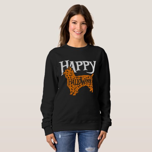 Happy Halloween Silky Terrier Sweatshirt (Vorne ganz)