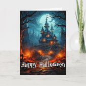 Happy Halloween | Sinister Old Spuk Mansion Karte (Vorderseite)