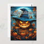 Happy Halloween | Sinister Pumpkin Postkarte (Vorne/Hinten)