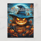 Happy Halloween | Sinister Pumpkin Postkarte (Vorderseite)