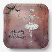 Happy Halloween Skeleton Ballerina Red Potion Pappteller (Vorderseite)