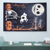 Happy Halloween Skeleton Hund, Pumpkins und Mond Banner (Messe)