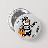 Happy Halloween Skeleton Penguin Button (Vorne & Hinten)