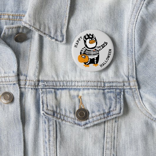 Happy Halloween Skeleton Penguin Button (Beispiel)