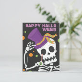 Happy Halloween Skeleton Postkarte (Stehend Vorderseite)