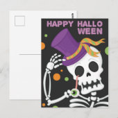 Happy Halloween Skeleton Postkarte (Vorne/Hinten)