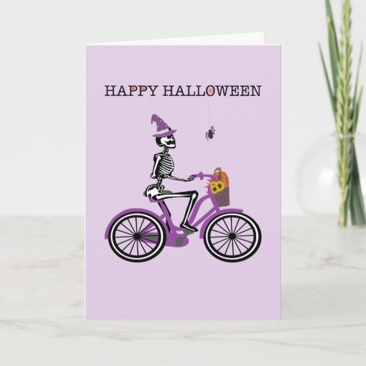 Happy Halloween Skeleton Reitrad Karte (Vorderseite)