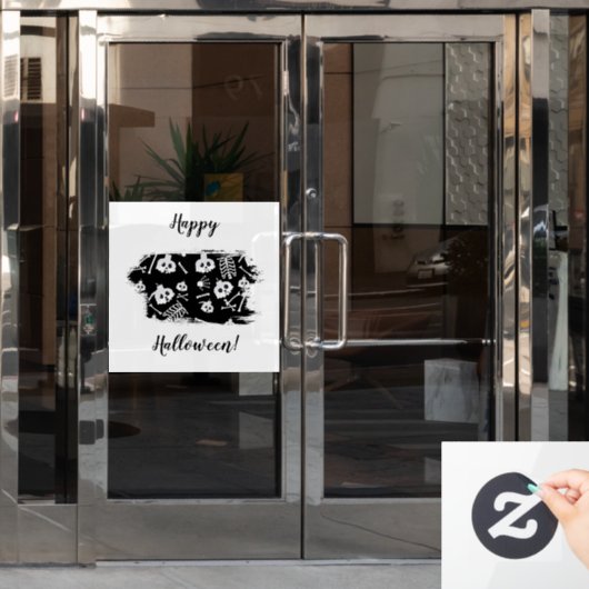 Happy Halloween Skeleton Skull Bones Muster Fensteraufkleber (Büro Tür)