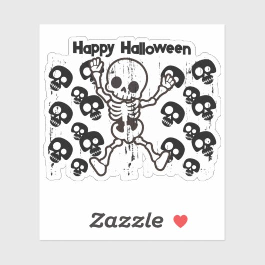 Happy Halloween Skeleton Sticker - Niedlich Spooky (Blatt)