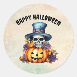 Happy Halloween Skeleton und Pumpkin Sticker