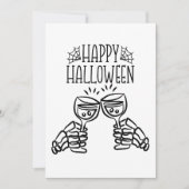Happy Halloween Skeleton Wine Toast Modernes Desig Karte (Vorderseite)