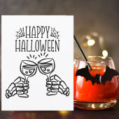 Happy Halloween Skeleton Wine Toast Modernes Desig Postkarte