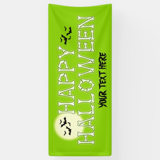 Happy Halloween Skeleton Witch Green Banner (Vertikal)