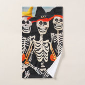 Happy Halloween Skeletons Badhandtuch Set (Handtuch)