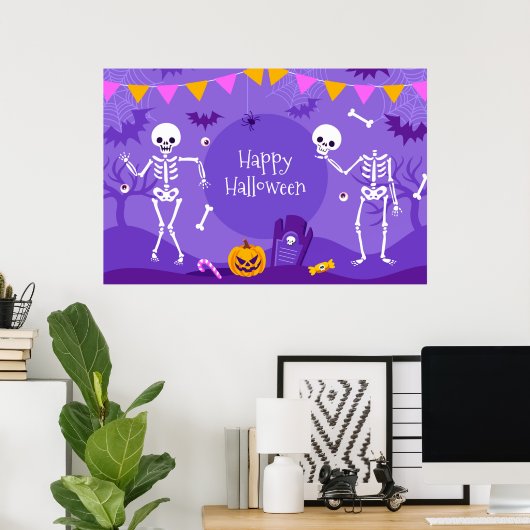 Happy Halloween Skeletons Poster (Heimbüro)