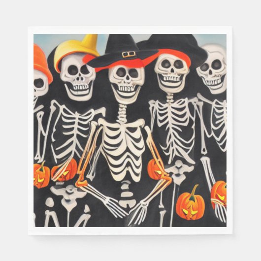 Happy Halloween Skeletons Serviette (Vorderseite)