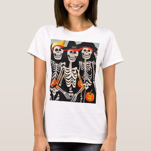 Happy Halloween Skeletons T-Shirt (Vorderseite)