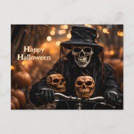 Happy Halloween Skelett in einem Vintagen Smoking Postkarte