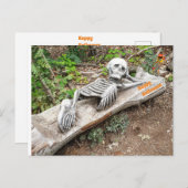 Happy Halloween Skelett Postkarte (Vorne/Hinten)