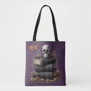 Happy Halloween Skull and Books Custom Tasche