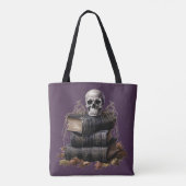 Happy Halloween Skull and Books Custom Tasche (Rückseite)