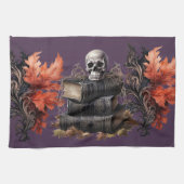 Happy Halloween Skull and Books Geschirrtuch (Horizontal)