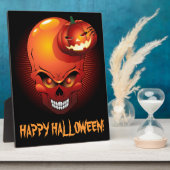 Happy Halloween Skull and Pumpkin Plaque Fotoplatte (Seite)