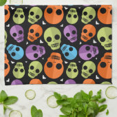 Happy Halloween Skull Pattern Geschirrtuch (Gefaltet)