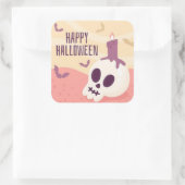 Happy Halloween Skull Quadratischer Aufkleber (Tasche)