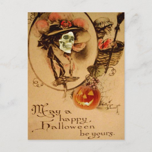 Happy Halloween Skull Zombie Untote Kürbislaterne Postkarte (Vorderseite)