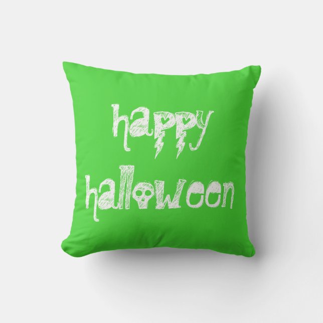Happy Halloween Skulls Lime Green Kissen (Vorderseite)