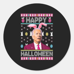 Happy Halloween Spaß Bunny Joe Biden Confused East Runder Aufkleber