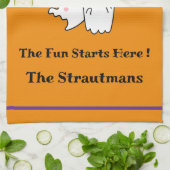 Happy Halloween Spaß PERSONALIZE Ghost Bat Orange Geschirrtuch (Gefaltet)