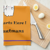 Happy Halloween Spaß PERSONALIZE Ghost Bat Orange Geschirrtuch (Viertel Falte)