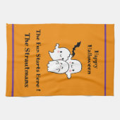 Happy Halloween Spaß PERSONALIZE Ghost Bat Orange Geschirrtuch (Horizontal)