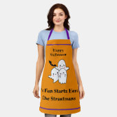 Happy Halloween Spaß PERSONALIZE Ghost Bat Orange Schürze (Getragen)