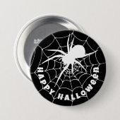 Happy Halloween Spider auf Cobweb Button (Vorne & Hinten)