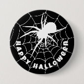 Happy Halloween Spider auf Cobweb Button (Vorderseite)