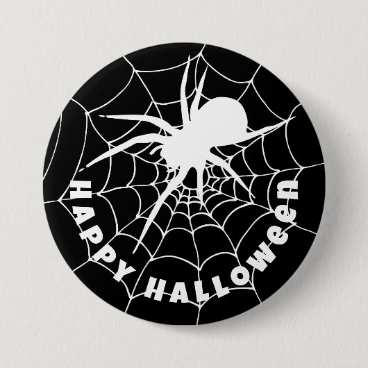 Happy Halloween Spider auf Cobweb Button (Vorderseite)