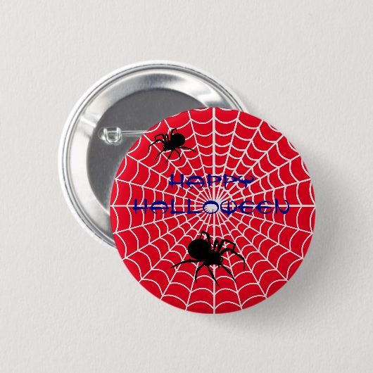 Happy Halloween Spider Button Button (Vorne & Hinten)