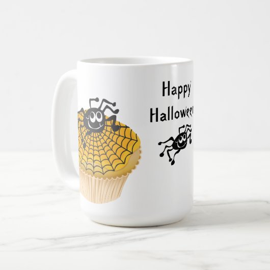 Happy Halloween Spider Cupcake Tasse (Vorderseite Links)